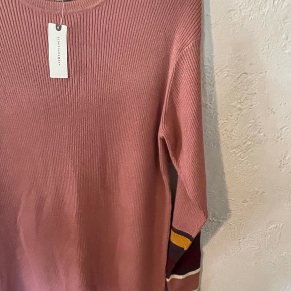 Anthropologie Saturday Sunday Parvati Knit Midi Dress Medium Rose Pink Striped - Picture 4 of 7